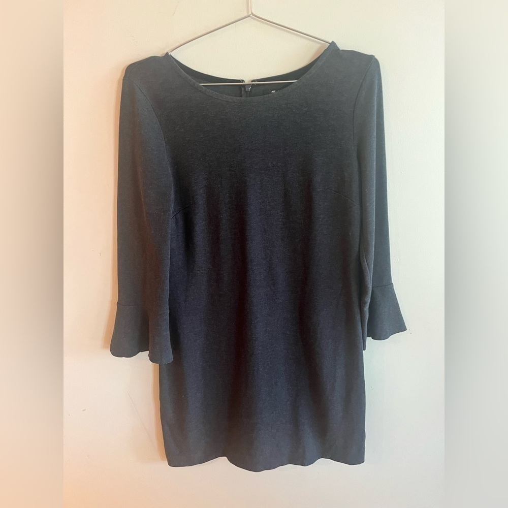 Madewell Jersey knit bell sleeve charcoal  dress - Picture 3 of 6